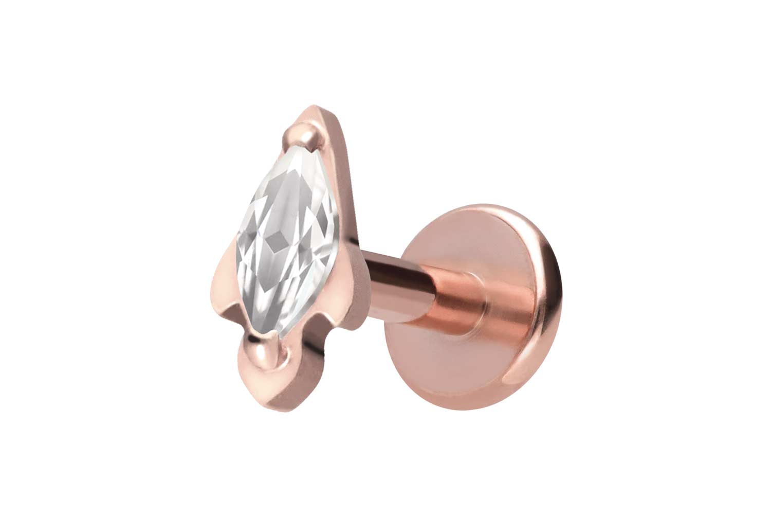 Titan Labret Piercing mit Innengewinde KRISTALLRAKETE